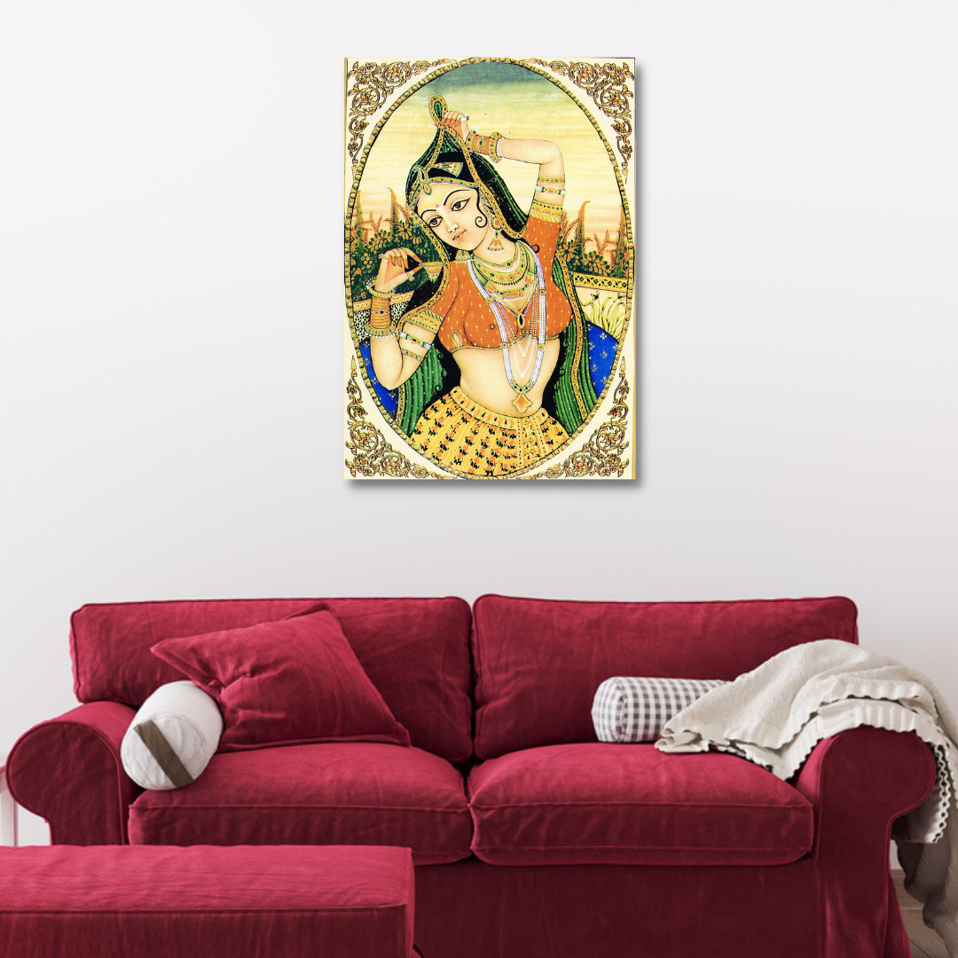 Rajasthani Dress Beautiful Girl Print Canvas Wall Painting