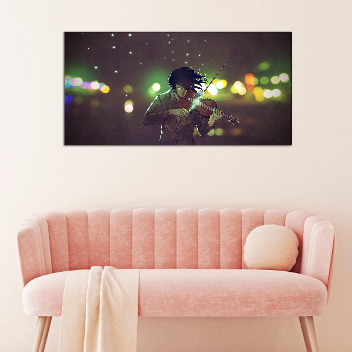 Man Playing Magic Violin  Canvas Print Wall Painting