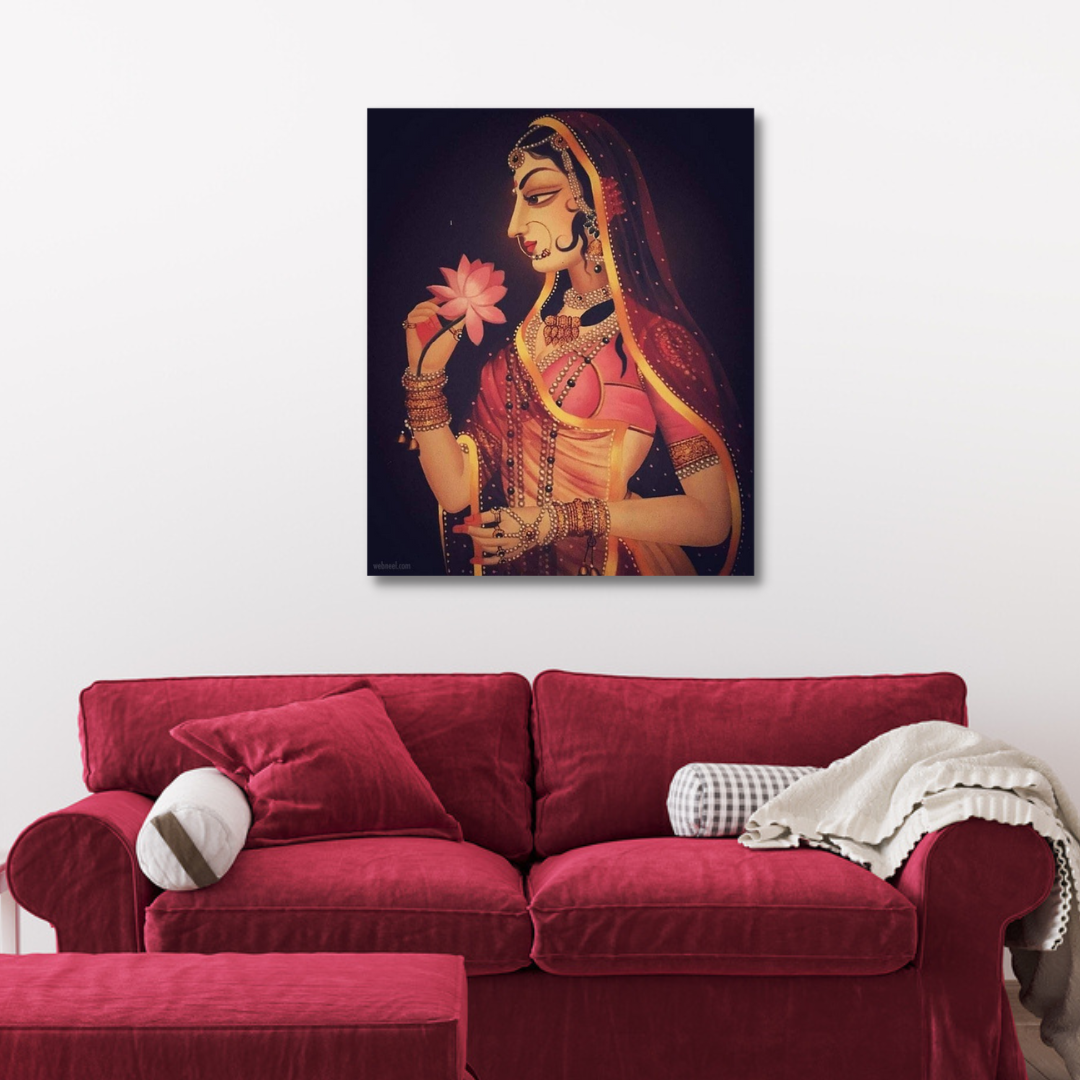 Beautiful Lady With Flower Canvas Print Wall Painting