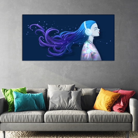 Fashion girl with Headphones Canvas Print Wall Painting