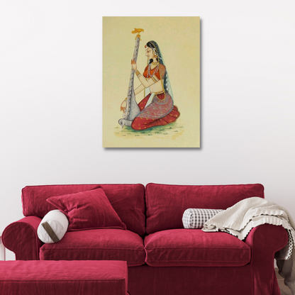 Meerabai Playing Veena Hand cart Canvas Wall Painting