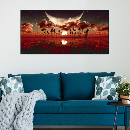 Abstract Moon Canvas Print Wall Painting