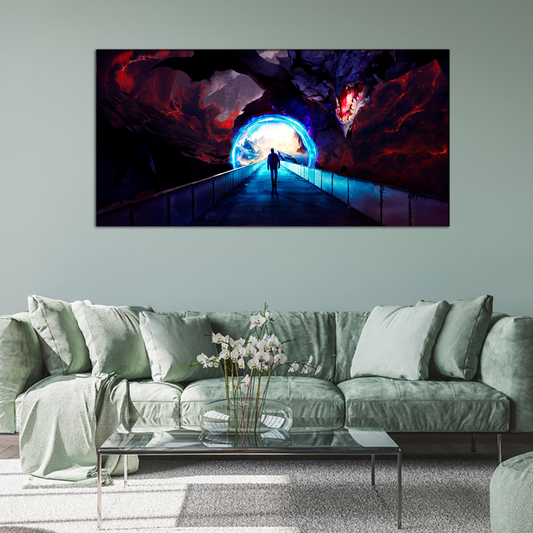 Man Walking in the Bridge Canvas Print Wall Painting