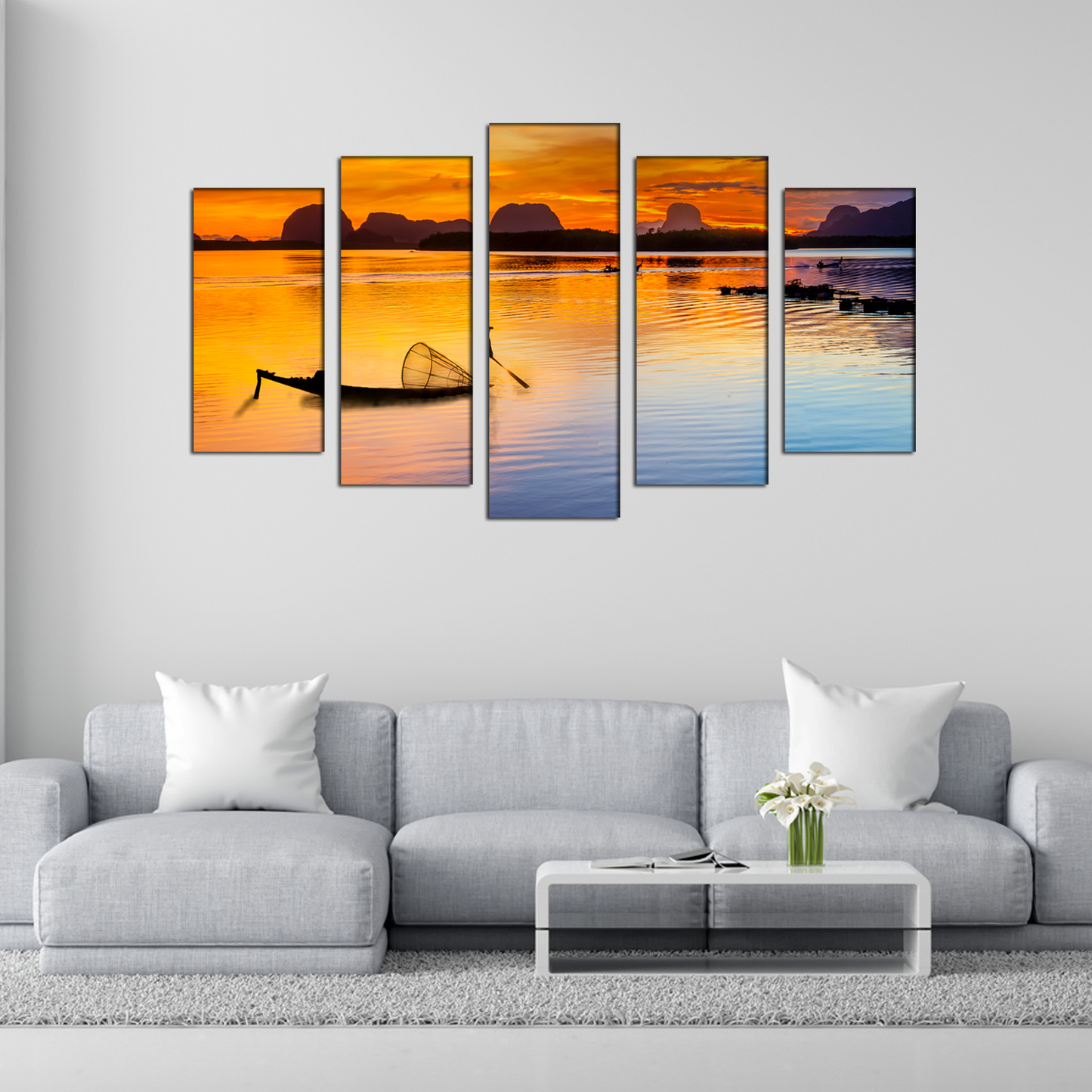 Sunset River View MDF Panel Painting