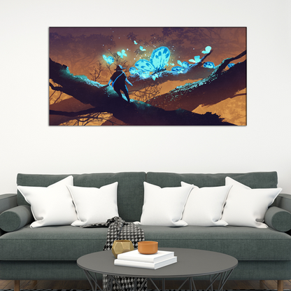 Man Looking at Butterflies Canvas Print Wall Painting