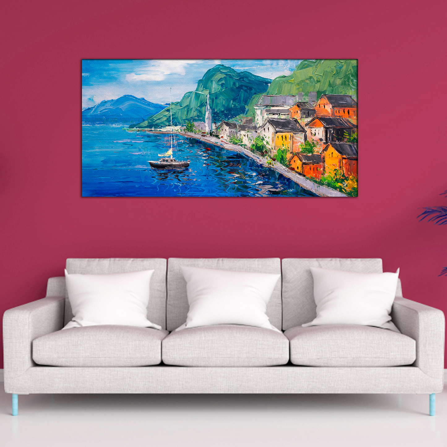 Mountain & River Abstract Canvas Print Wall Painting