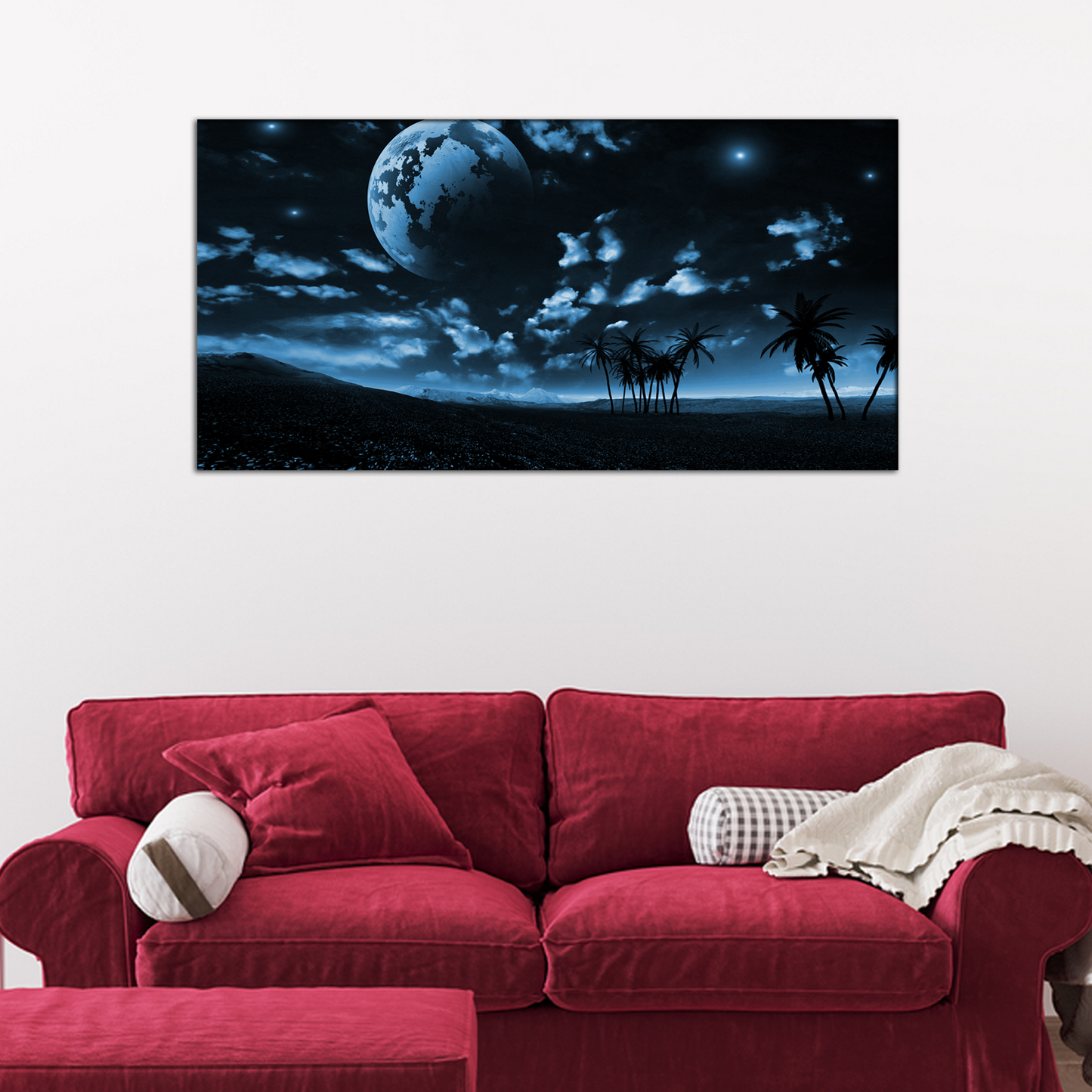 Moon With Trees Canvas Print Wall Painting