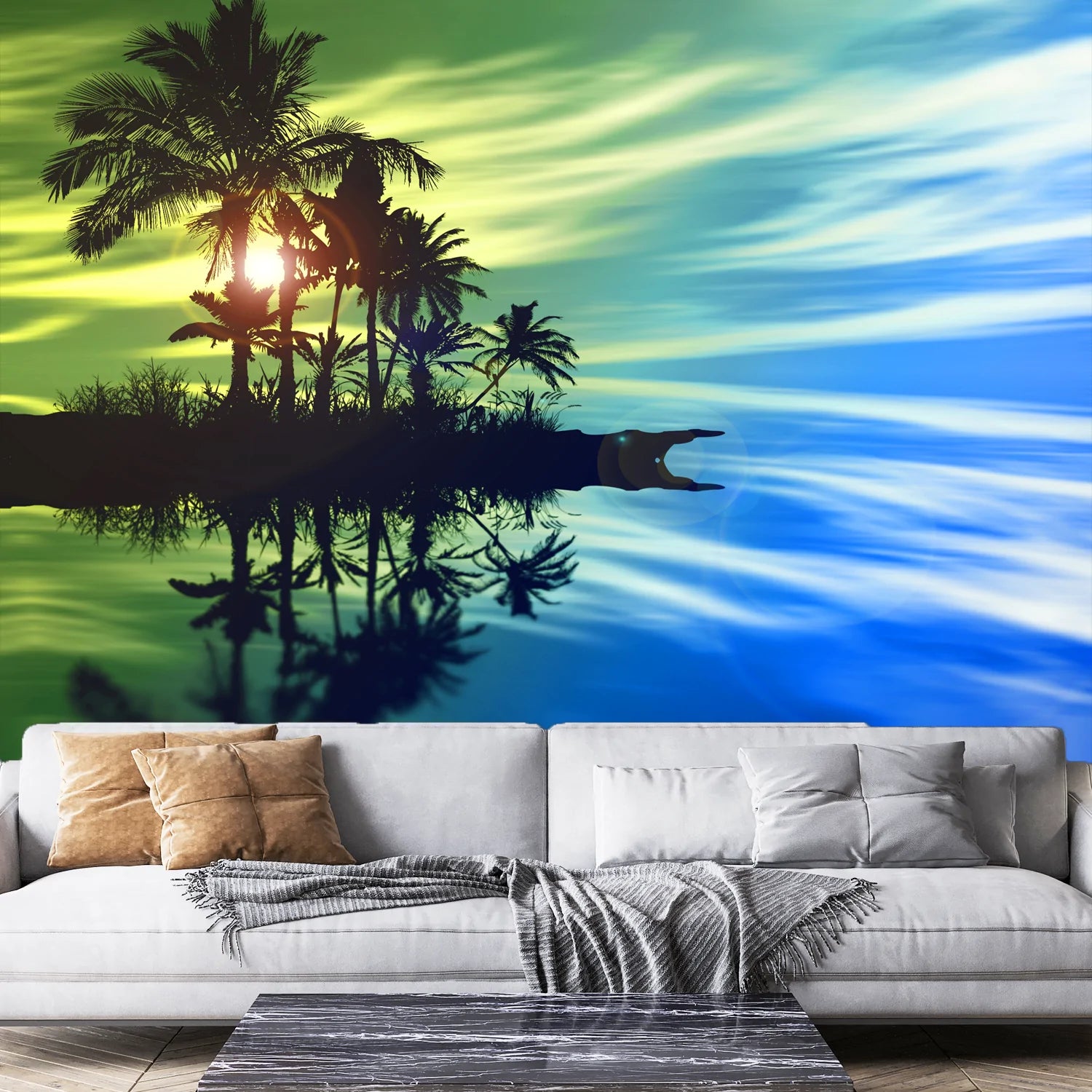 Beautifull wallpaper of beach & Sky with tree for Wall decoration