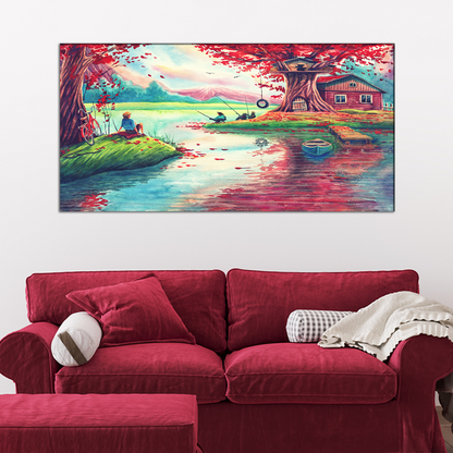 Forest With River Canvas Print Wall Painting