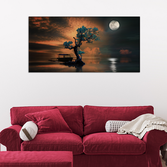 Tree Uunder the Moonlight Canvas Print Wall Painting