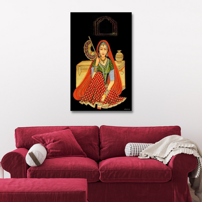 Beautiful Lady Sitting  Print Canvas Wall Painting