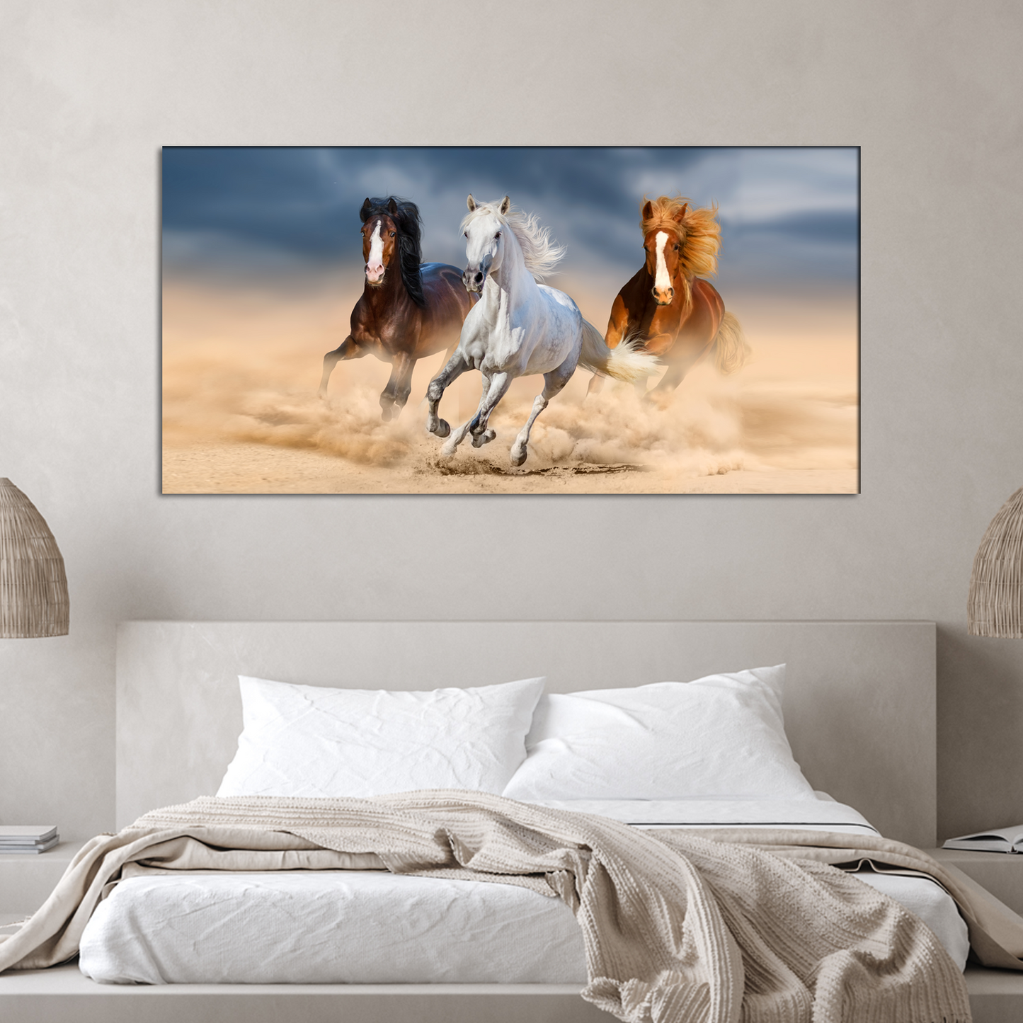 Three Horses Running  Canvas Wall Painting