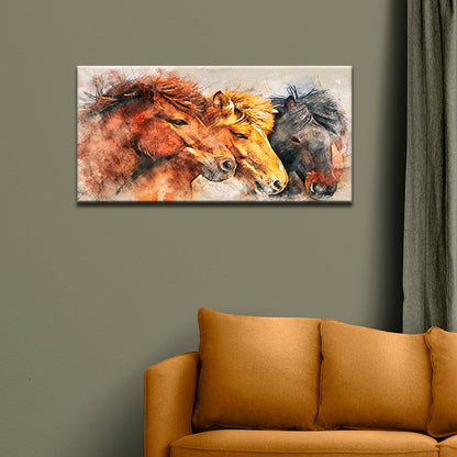 Abstract Three Horses Canvas Wall Painting