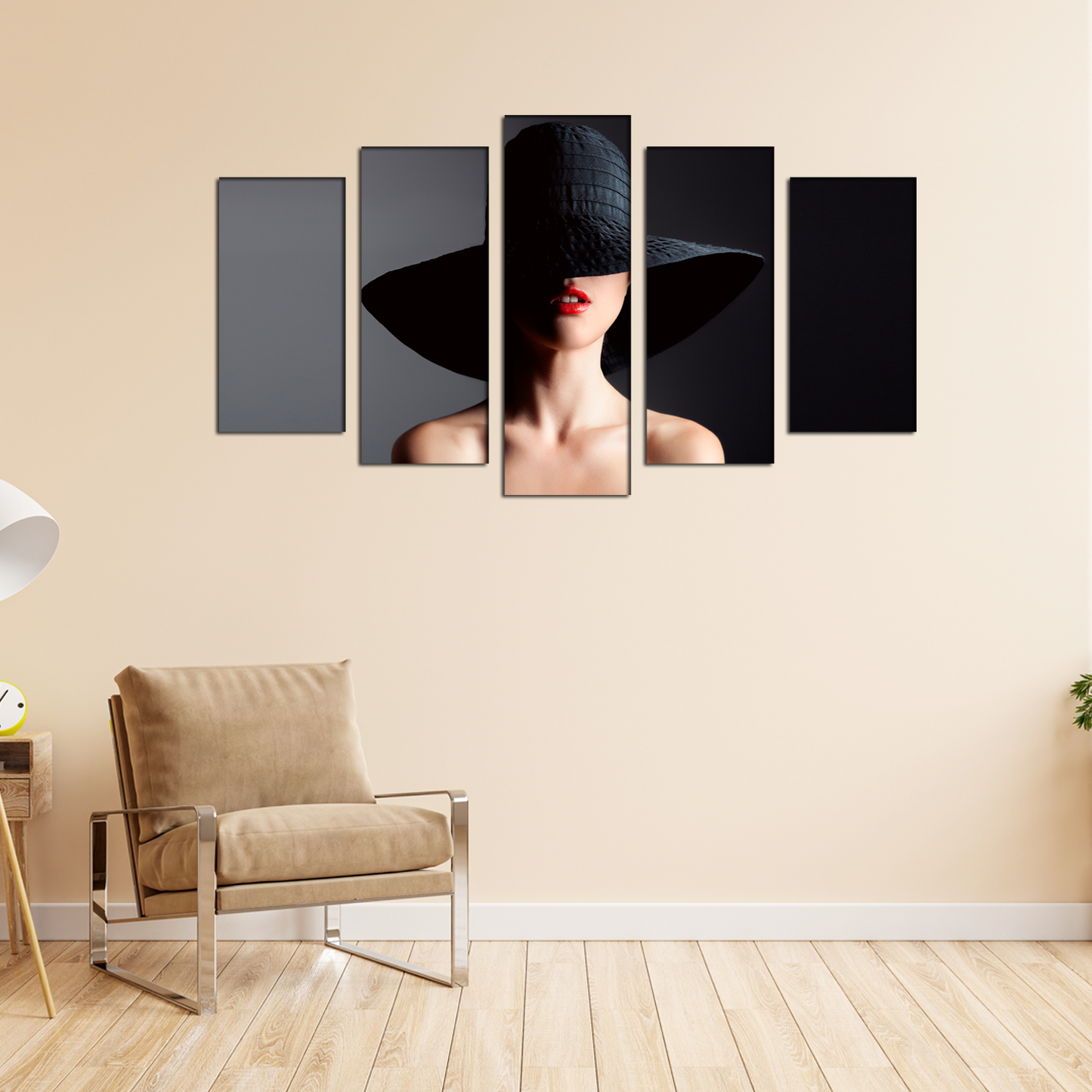 Beautiful Women With Black Hat MDF Panel Painting