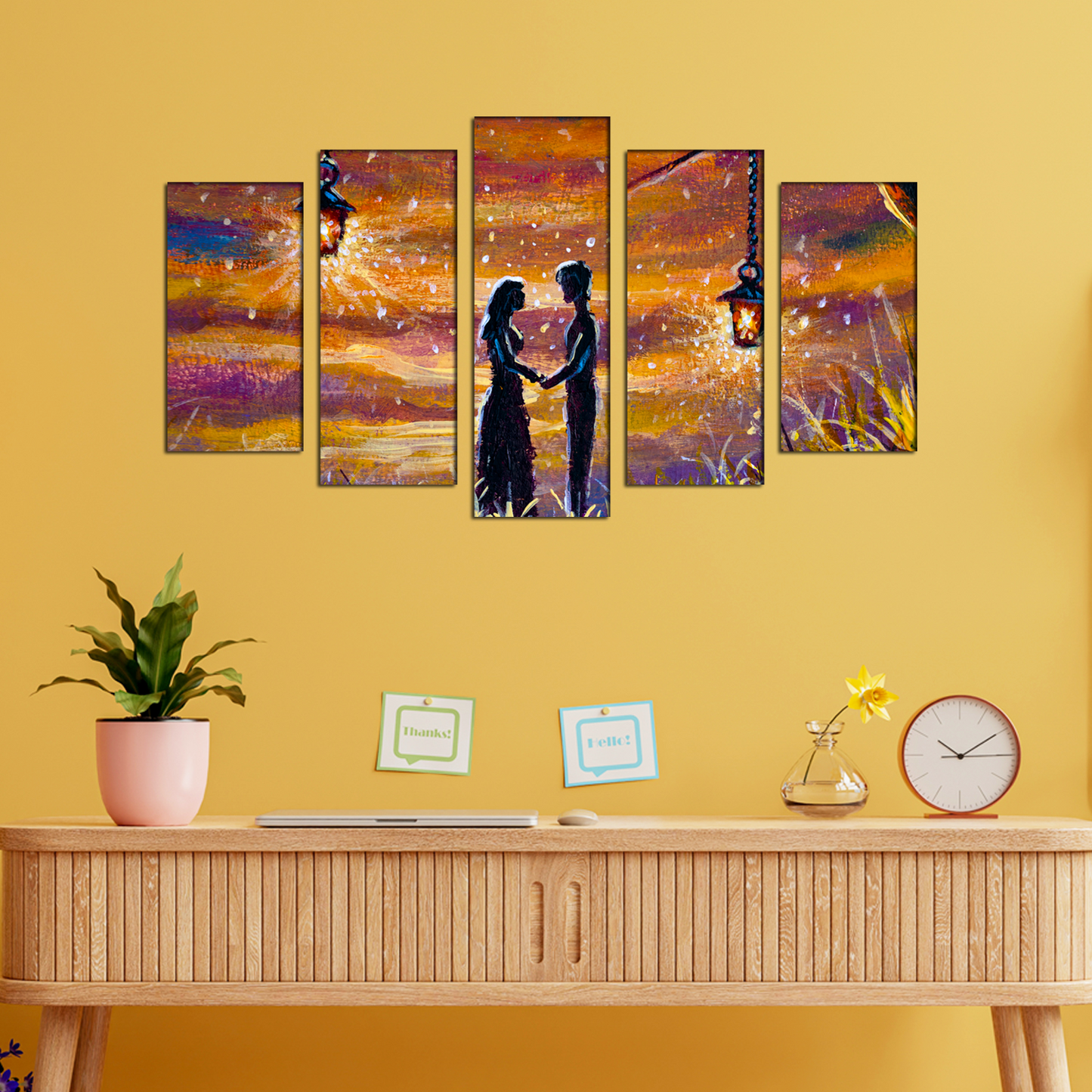 Beautiful Couple With Lantern MDF Wall Panel Painting