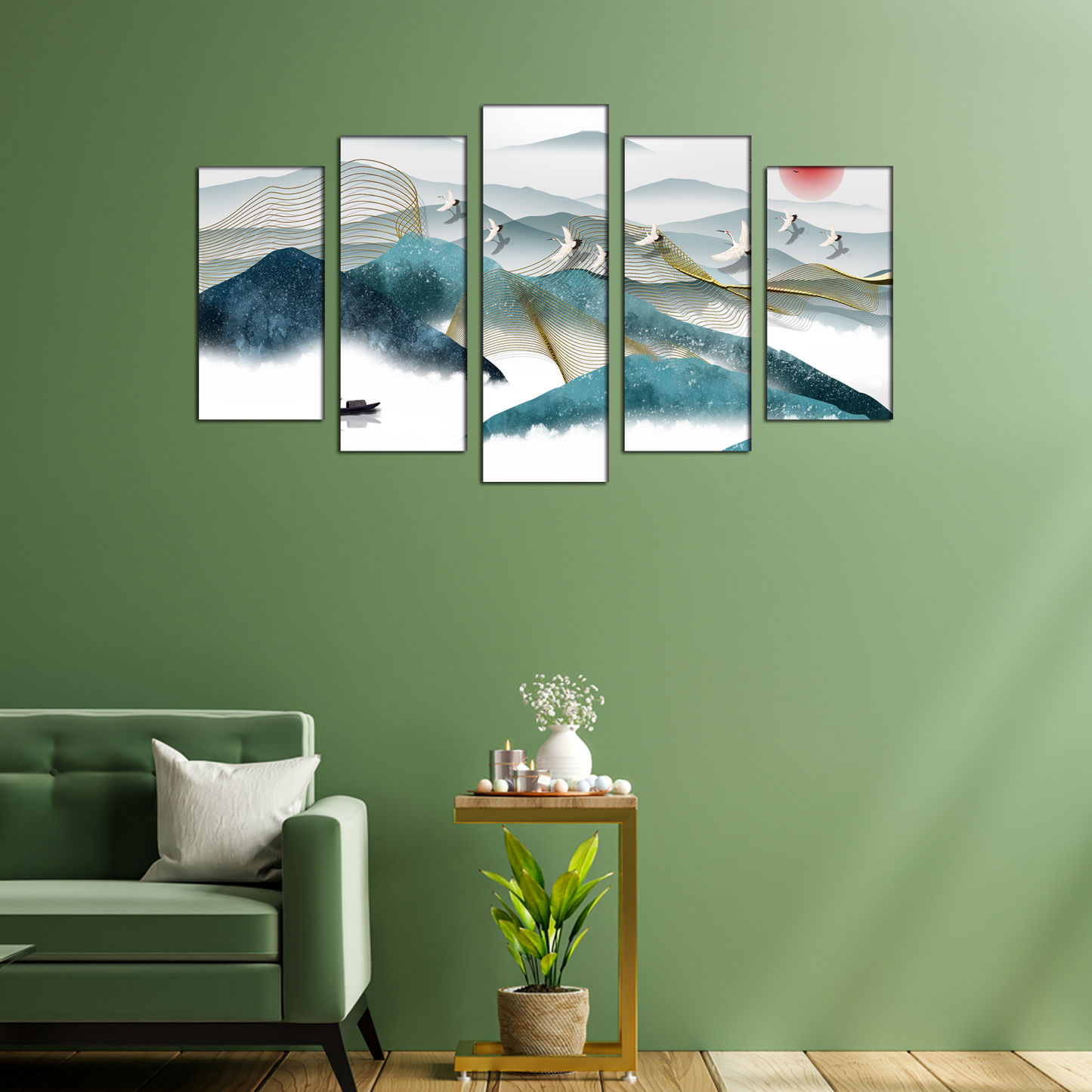 Mountain River Water and Cloud Abstract MDF Wall Panel Painting