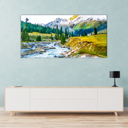 Mountain and River Abstract Canvas Print Wall Painting