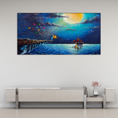 Girl with Colorful Balloons Canvas Print Wall Painting