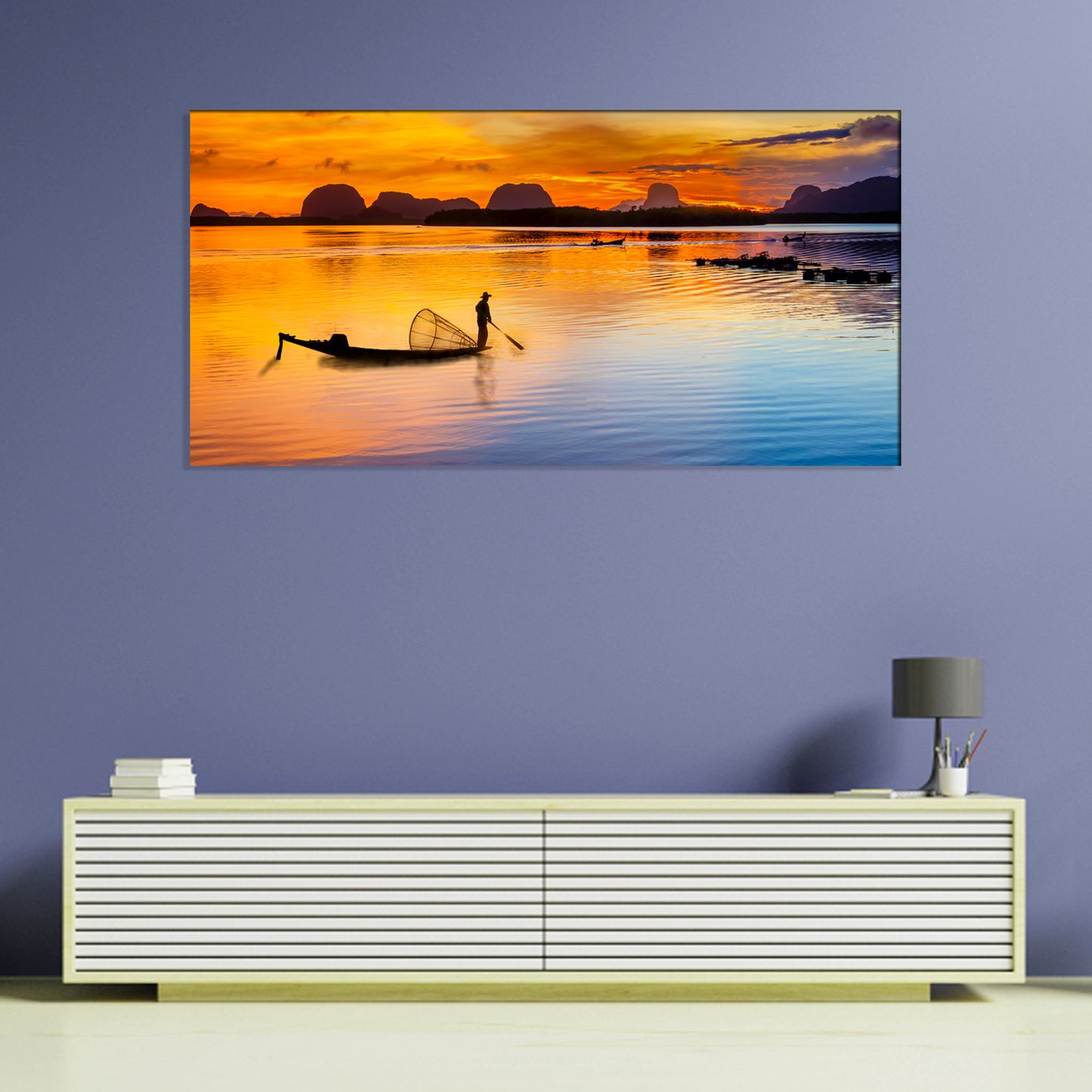 Sunset River View Canvas Print Wall Painting