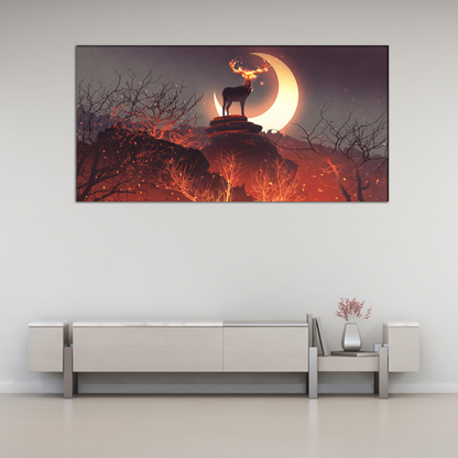 Deer with its Fire Horns Canvas Print Wall Painting