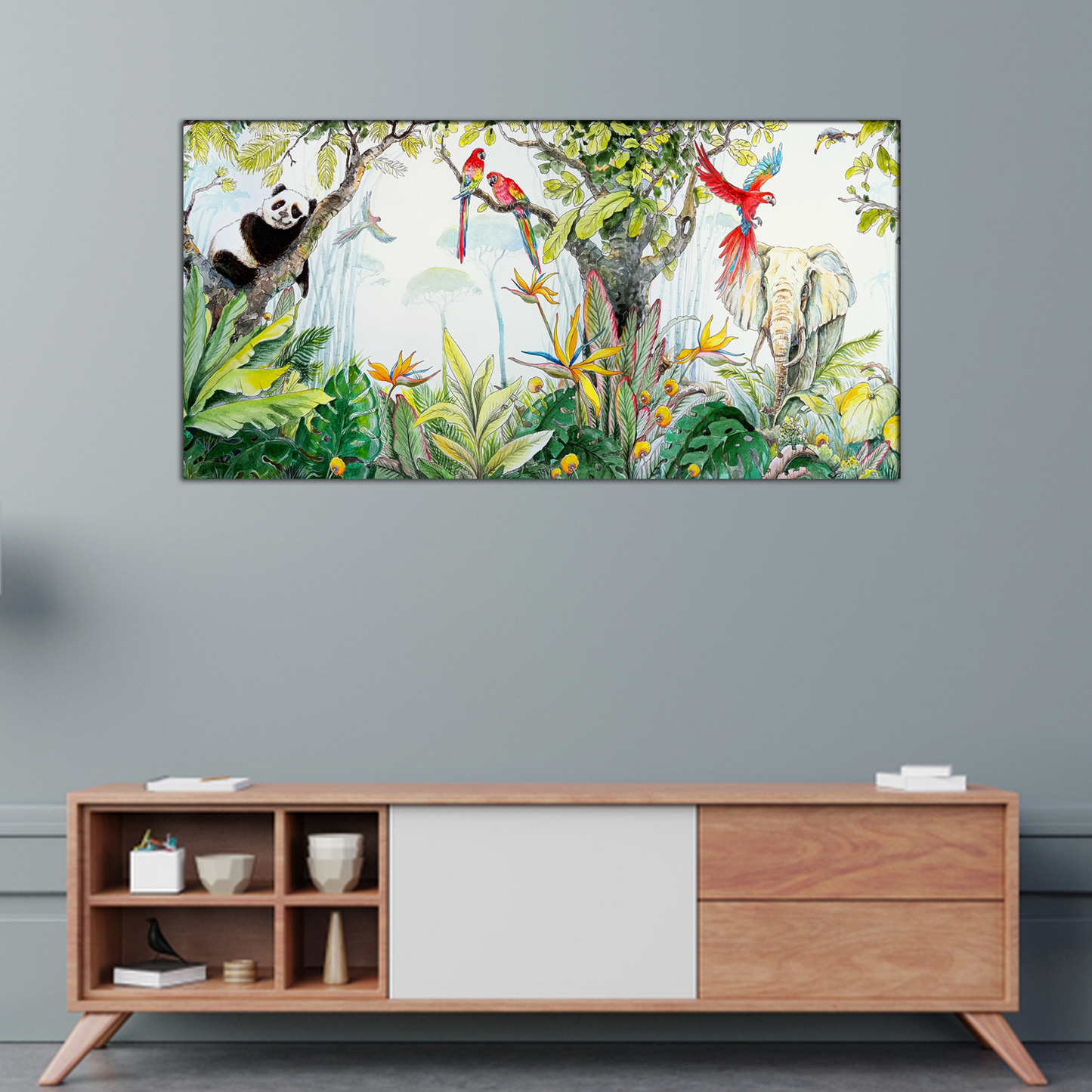 Colorful Parrot In Forest Canvas Wall Painting