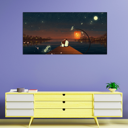 Couple Watching the Starry Sky Canvas Print Wall Painting