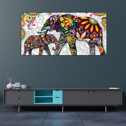 Colorful Elephants Canvas Print Wall Painting