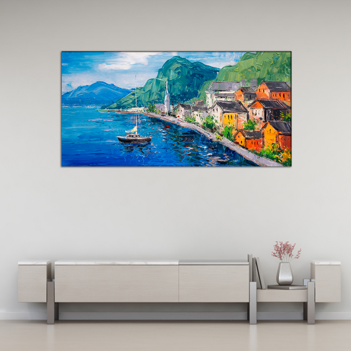 Mountain & River Abstract Canvas Print Wall Painting