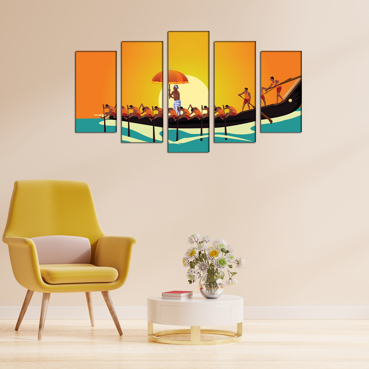 Boat race Abstract MDF wall panel painting
