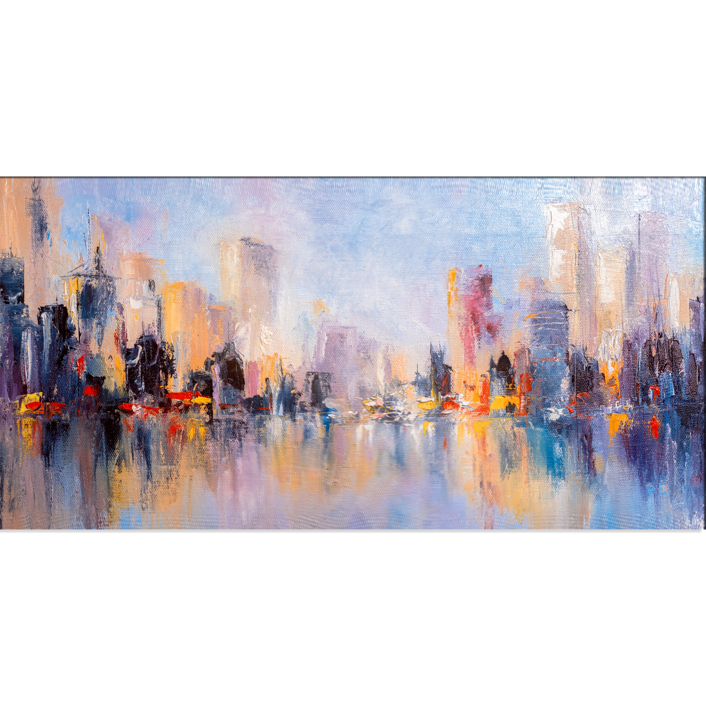 City View Reflections On water Abstract Canvas Wall Painting