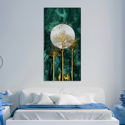 Moon and Flying Birds Canvas Wall Painting