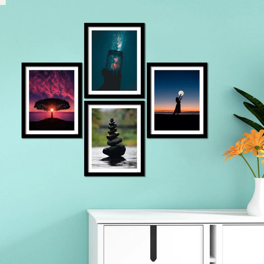 Nature Photographs Pictures Wall Frame Set of 4