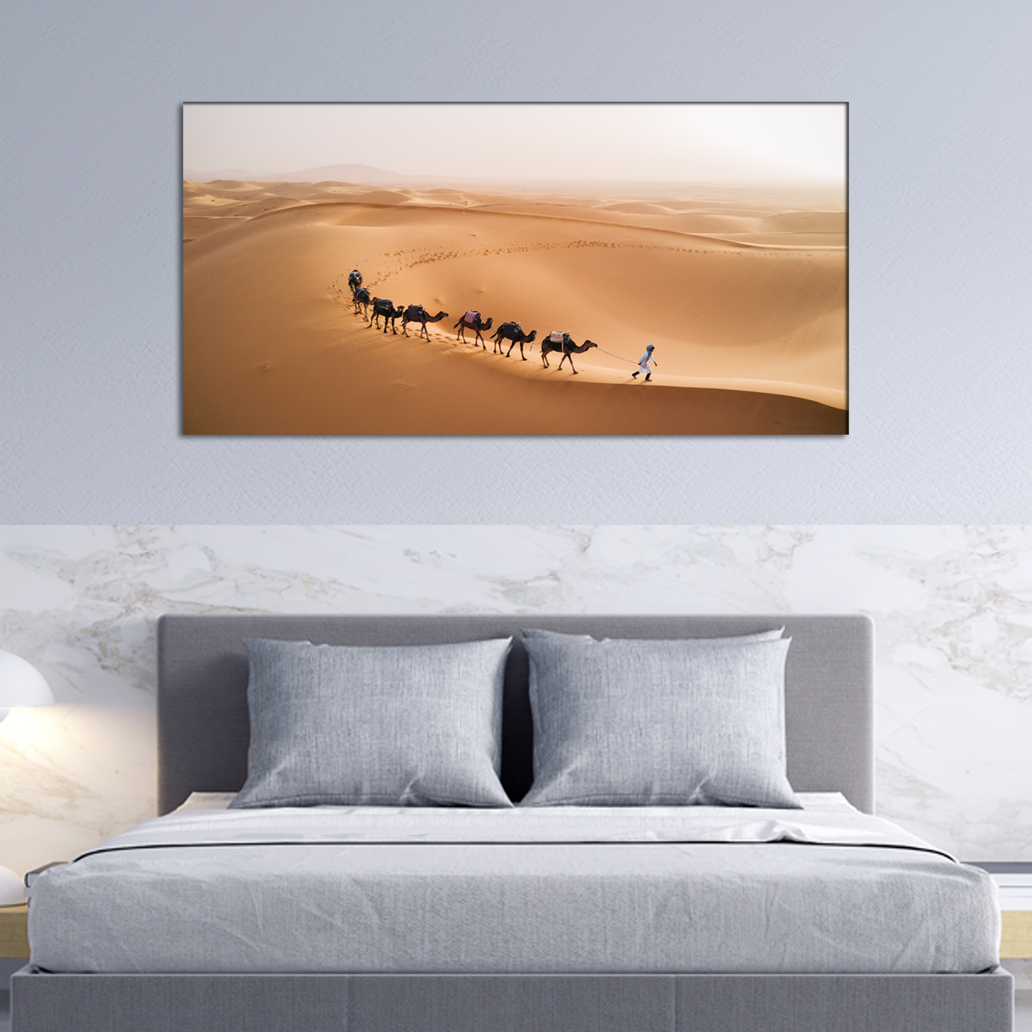 Camel Walk in Desert Rajasthan Canvas Print Wall Painting