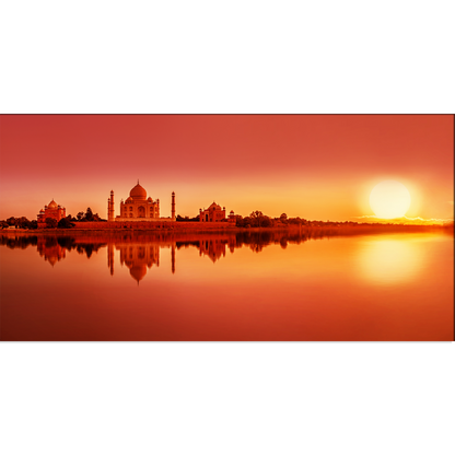 Panoramic View Of Taj Mahal During Sunset Canvas Wall Painting