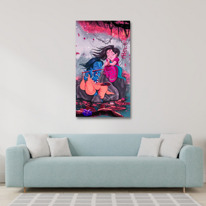 Radha Krishna Cute Canvas Wall Painting