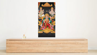 Goddess Lakshmi Ganesha & Saraswati Canvas wall Painting