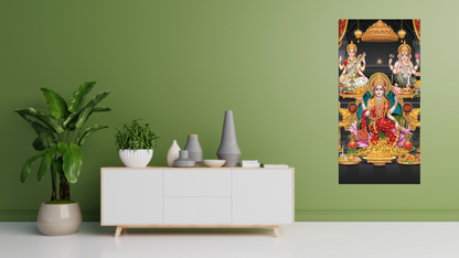 Goddess Lakshmi Ganesha & Saraswati Canvas wall Painting