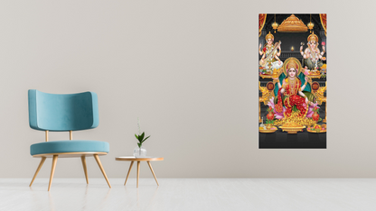 Goddess Lakshmi Ganesha & Saraswati Canvas wall Painting