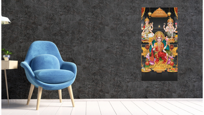 Goddess Lakshmi Ganesha & Saraswati Canvas wall Painting