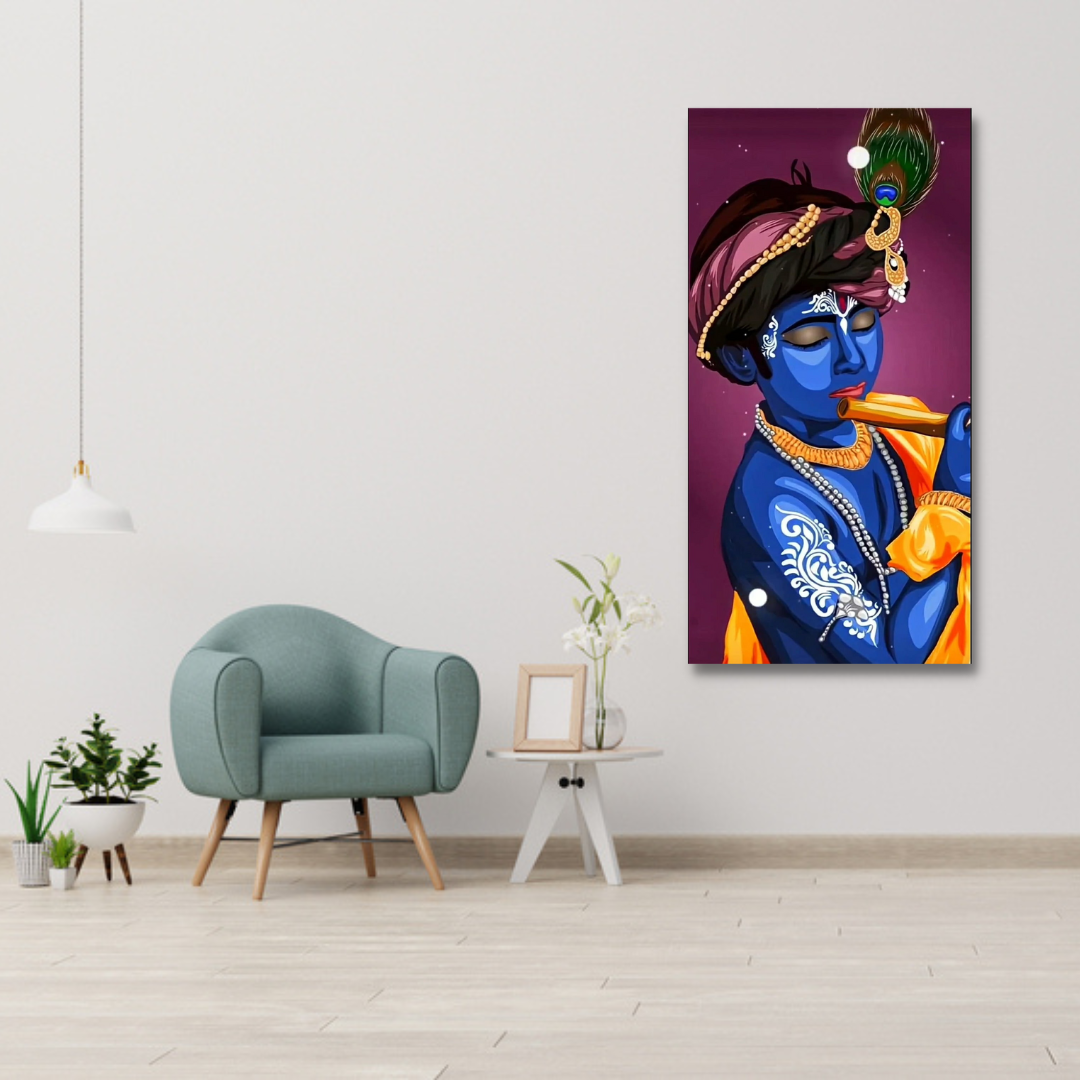 Lord Krishna  beautiful Religious Canvas wall Painting