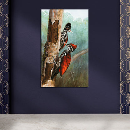 Woodpeckers Print Canvas Wall Painting