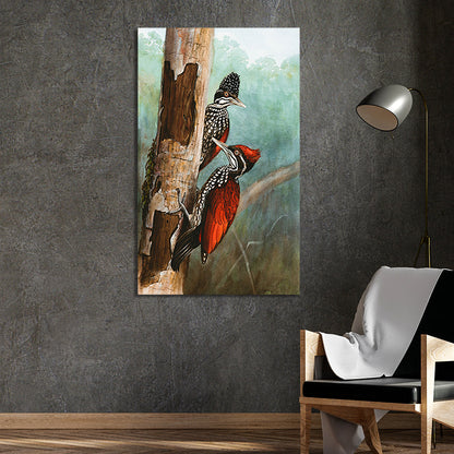 Woodpeckers Print Canvas Wall Painting