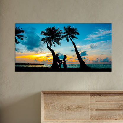 Romantic Couple On Beach Canvas Wall Painting