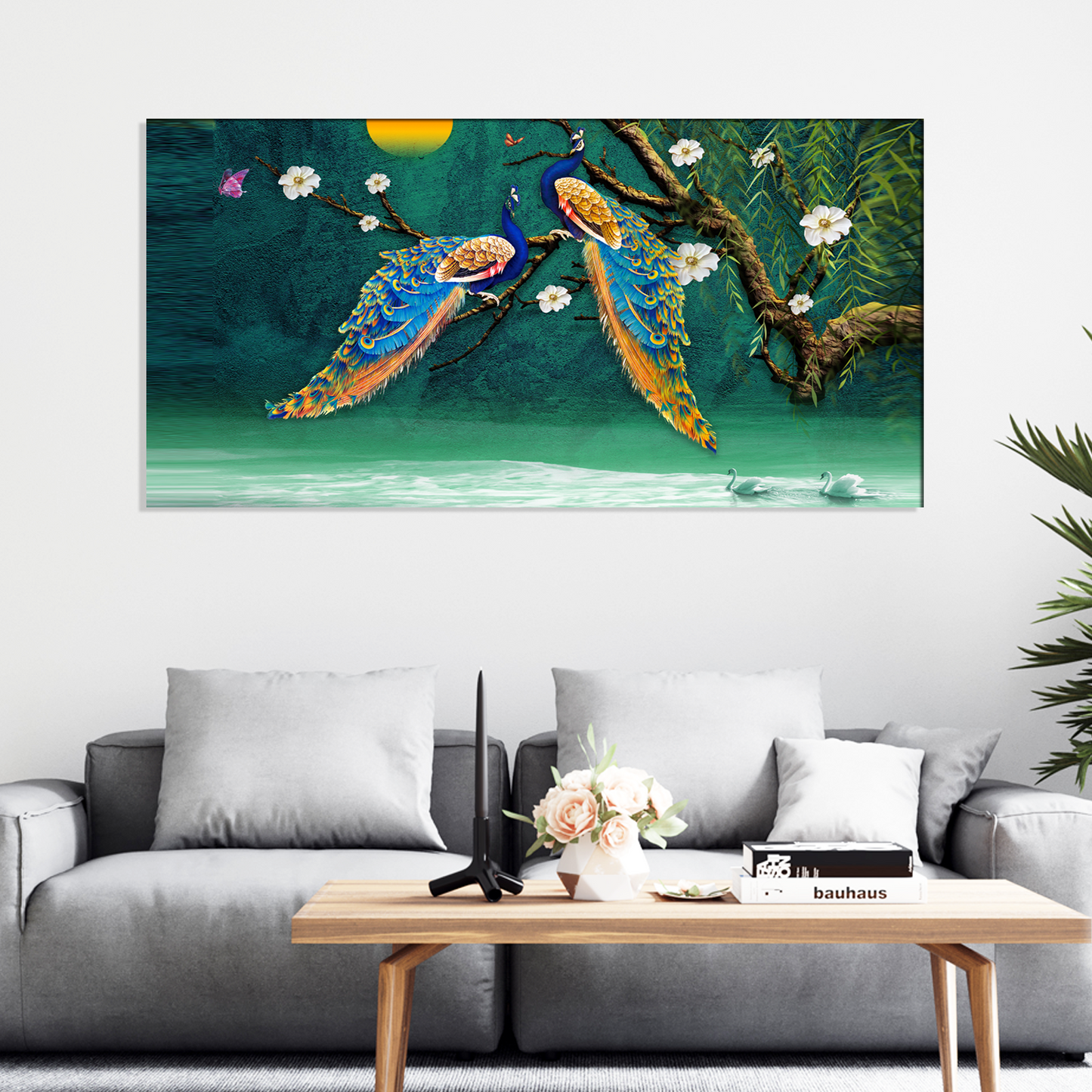 Beautiful Pair of Peacock  couple Canvas Wall Painting