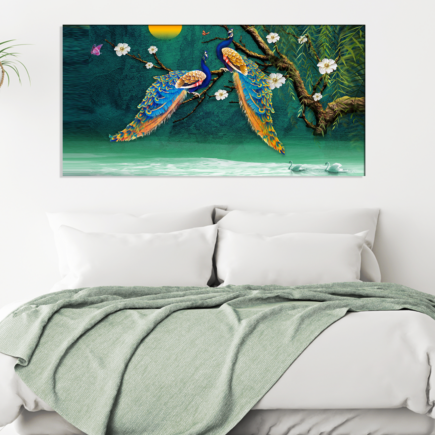 Beautiful Pair of Peacock  couple Canvas Wall Painting