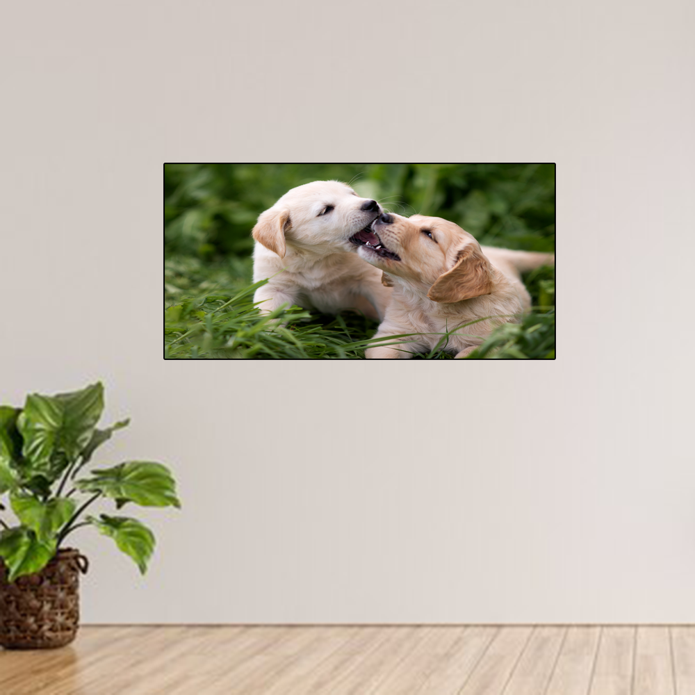 Two Labrador Puppy Animal Canvas Wall Painting