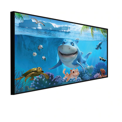 Shark For Kids Modern Art Canvas Floating Frame Wall Painting