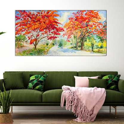 Red Flower Tree Canvas Print Wall Painting