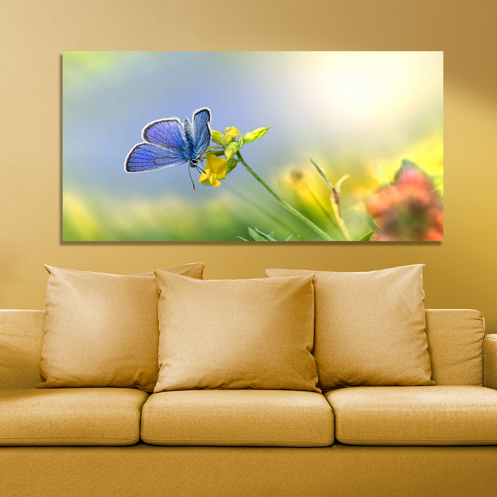 Butterfly sitting on a flower Canvas Wall Painting