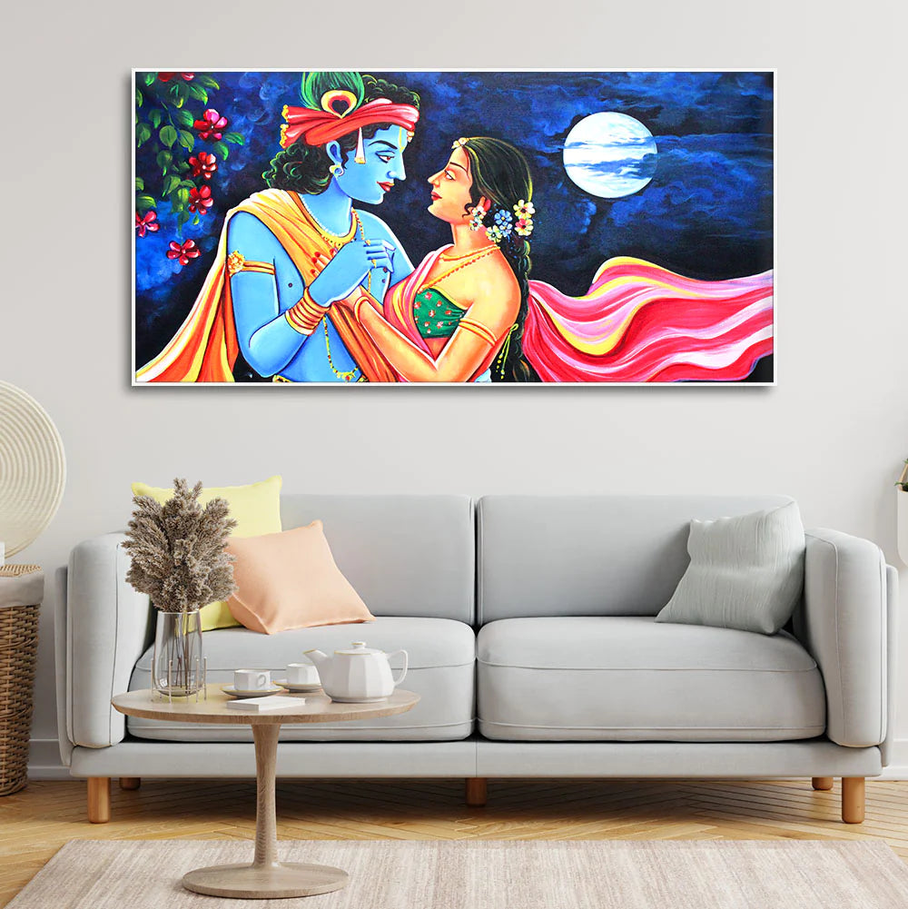 Love of Lord Radha Krishna Religious Canvas Print Wall Painting